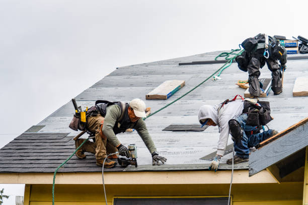 Professional Gutter Installation technician working in Fredonia, NY